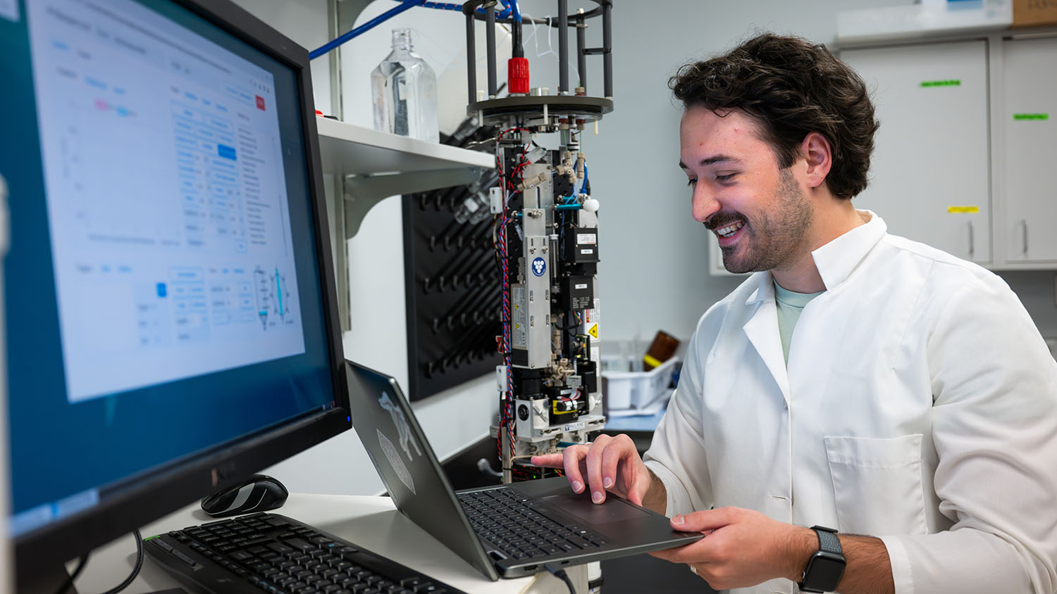 student working in a research lab